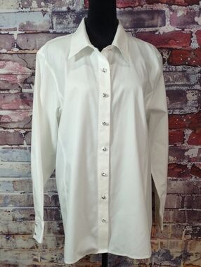 Chico's No-Iron Button-Down Shirt with Crystal Buttons